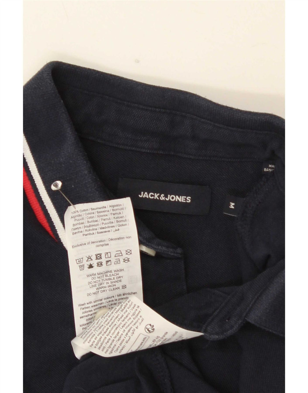Jack & Jones Herren-Poloshirt aus mittelblauer, gestreifter Baumwolle