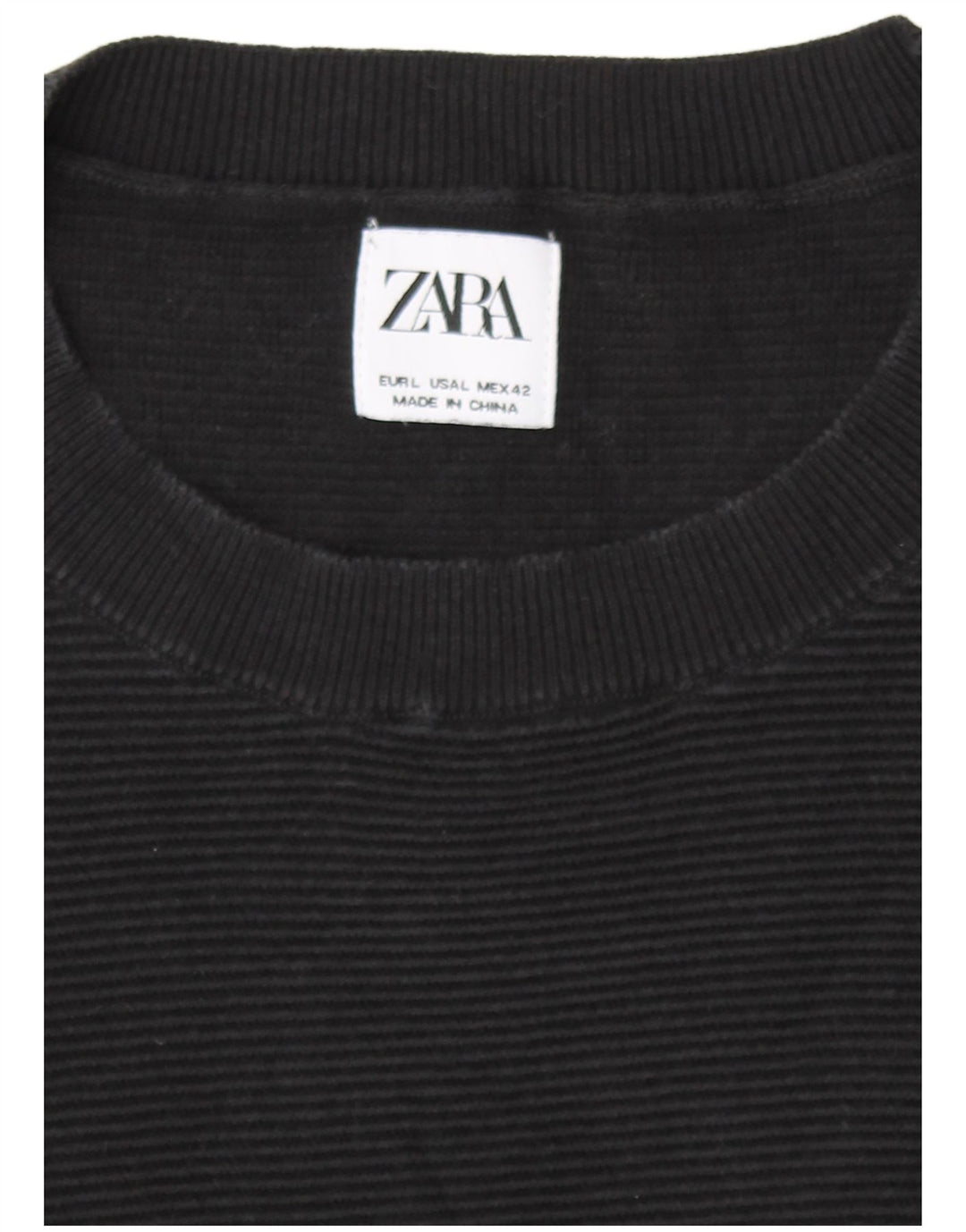 Zara Herren-Pullover mit Rundhalsausschnitt, Größe L, Schwarz