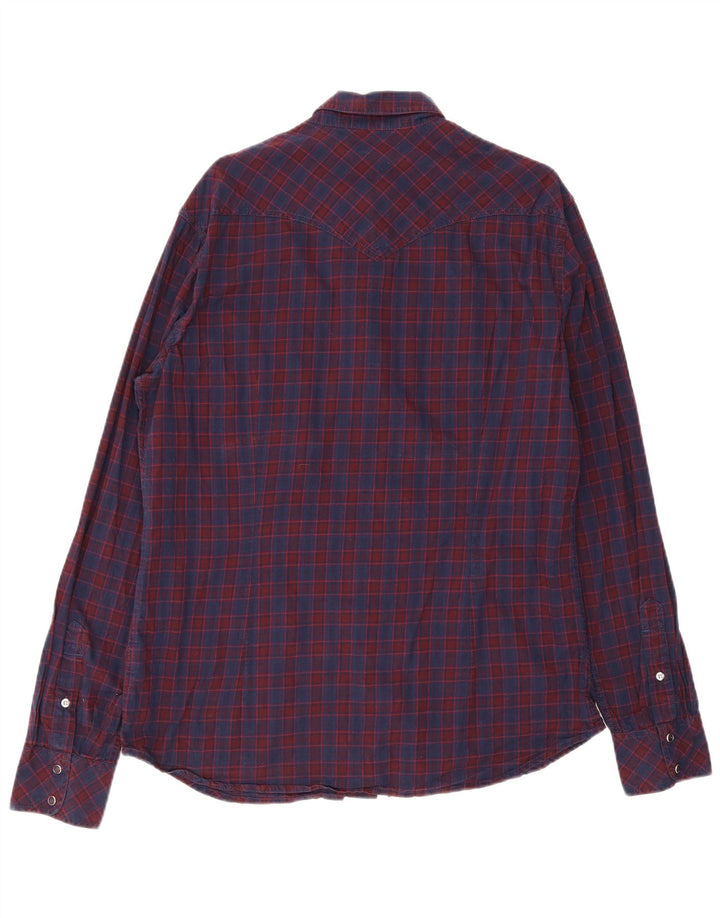 Diesel Herrenhemd XL, marineblau, kariert, Baumwolle