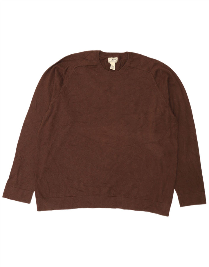 L.L.Bean Herren-Pullover mit Rundhalsausschnitt, 2XL, braune Baumwolle