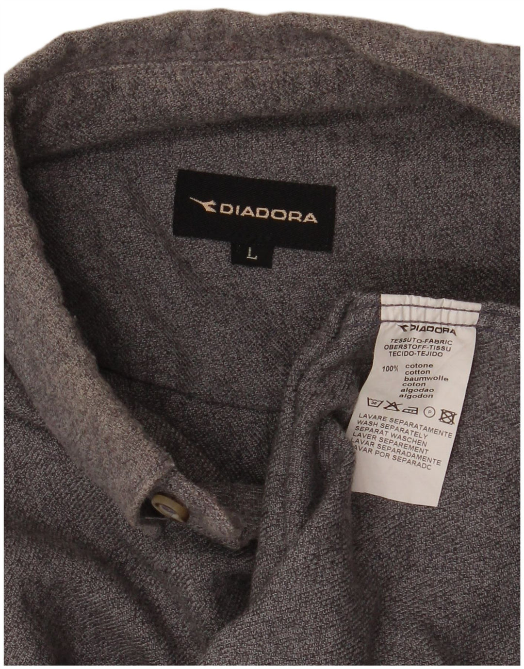 Diadora Herren-Flanellhemd, große graue Baumwolle