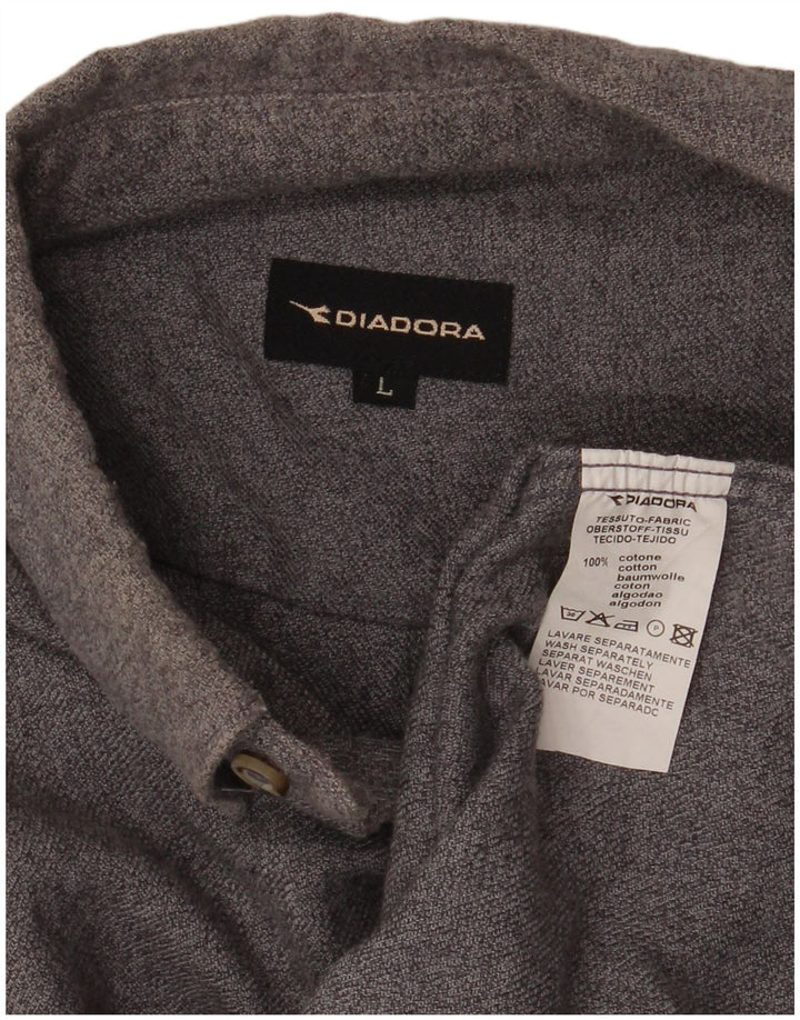 Diadora Herren-Flanellhemd, große graue Baumwolle