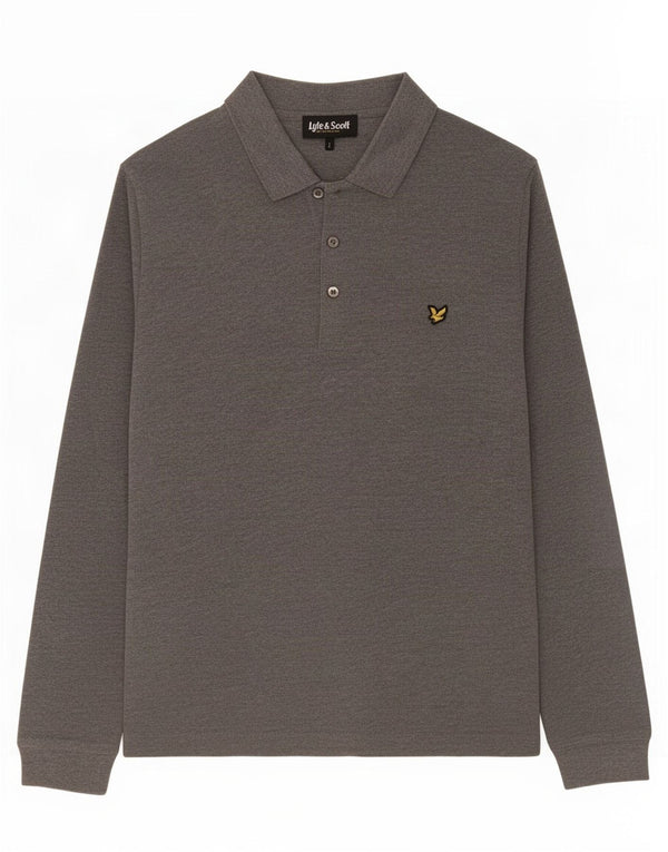 Lyle & Scott Herren-Langarm-Poloshirt, große graue Baumwolle