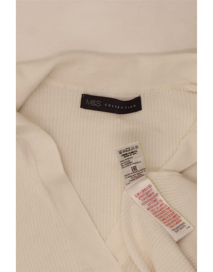 Marks & Spencer Damen Poloshirt UK 10 Small Weiße Viskose
