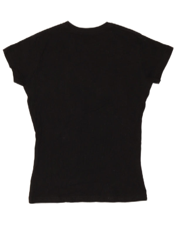 Hard Rock Cafe Damen Valencia Graphic T-Shirt Top UK 6 XS Schwarz Baumwolle