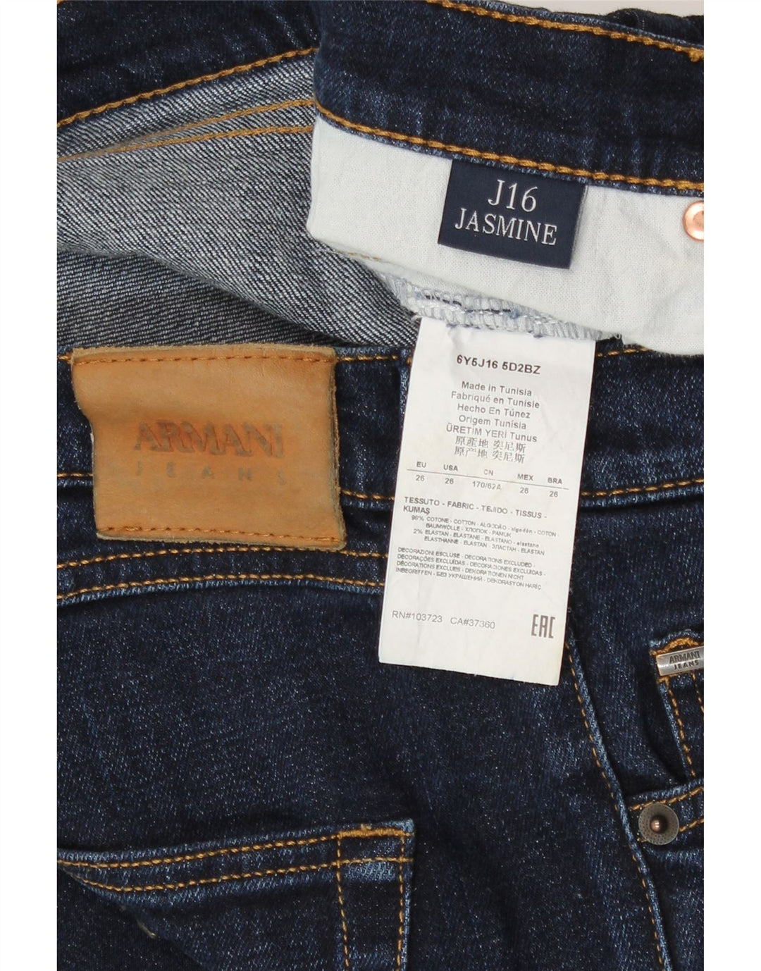 Armani Damen Jasmine Bootcut Jeans W26 L27 Marineblaue Baumwolle