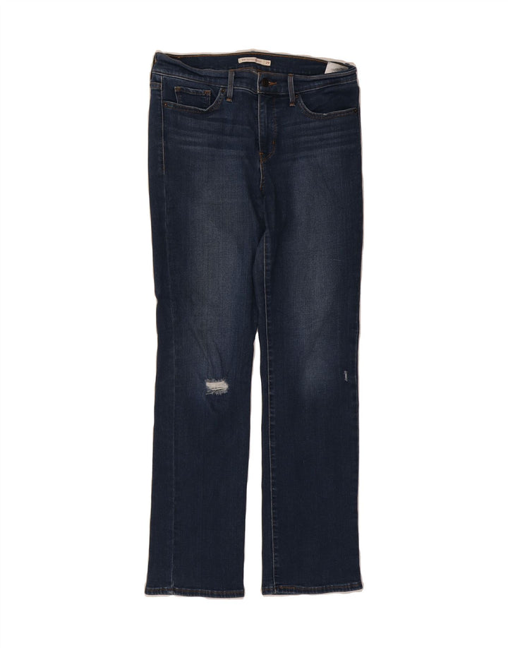 LEVI'S Womens 314 Distressed Shaping Straight Jeans W29 L30 Blue Cotton Vintage Levi's and Second-Hand Levi's from Messina Hembry 