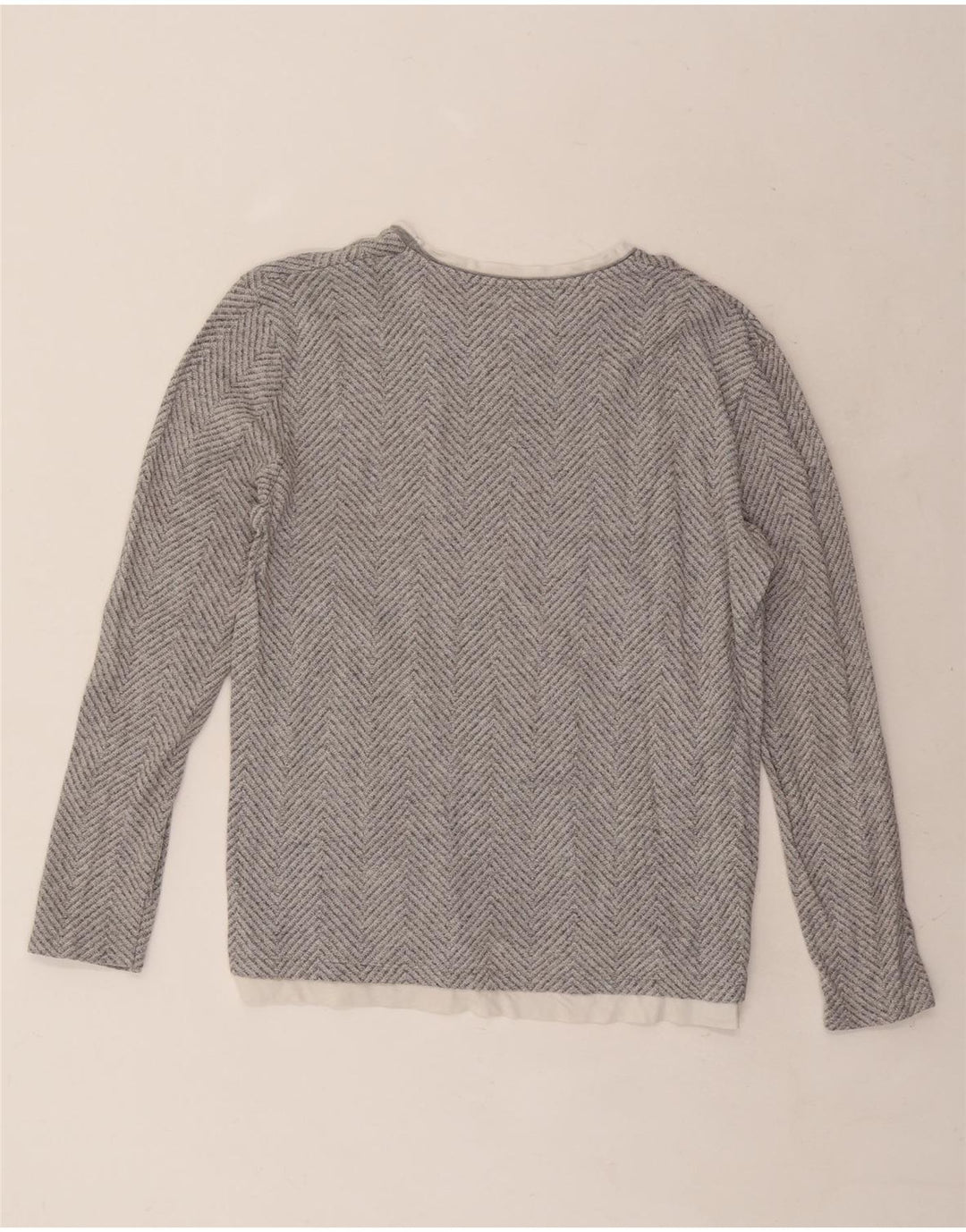 Zara Herren-Oberteil, langärmelig, groß, graues Fischgrätenmuster