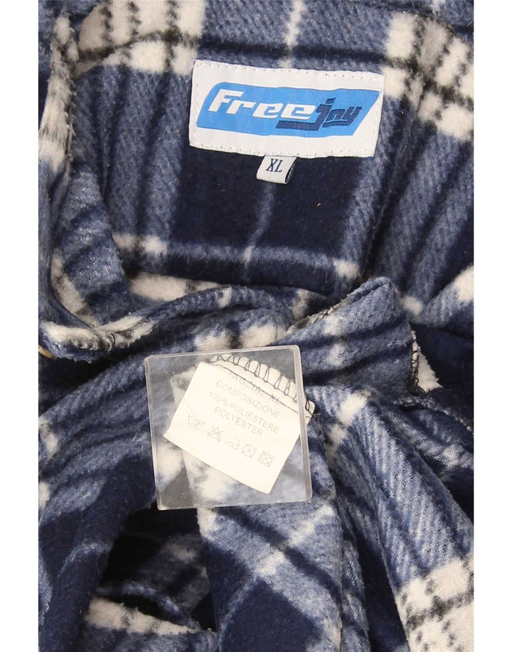 Vintage Herren Flanellhemd XL Marineblau kariertes Polyester