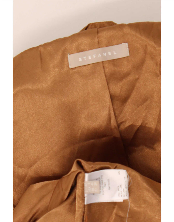 Stefanel Zweireihiger Damen-Blazer, UK 10, kleine braunkarierte Wolle