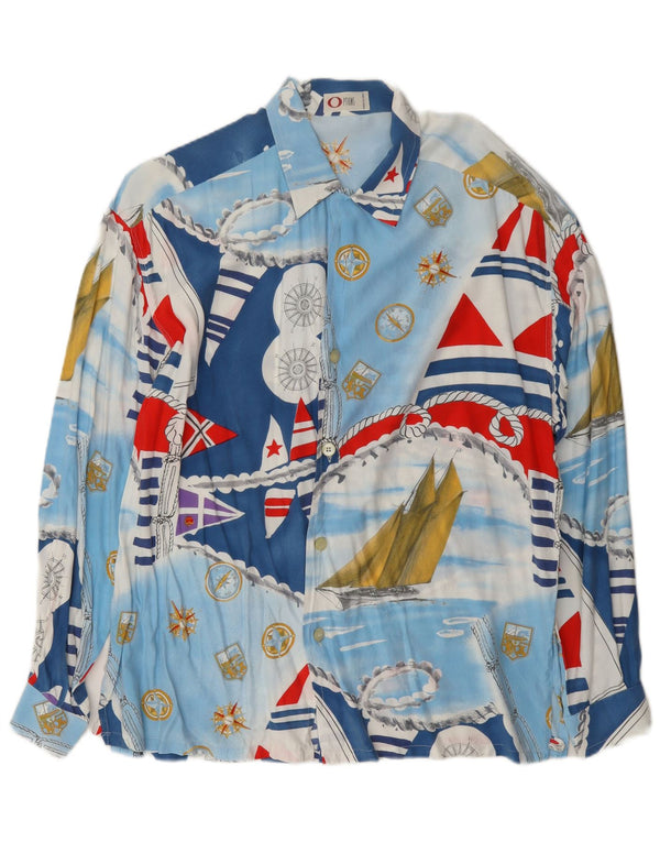 Vintage Herren Grafikshirt Groß Blau