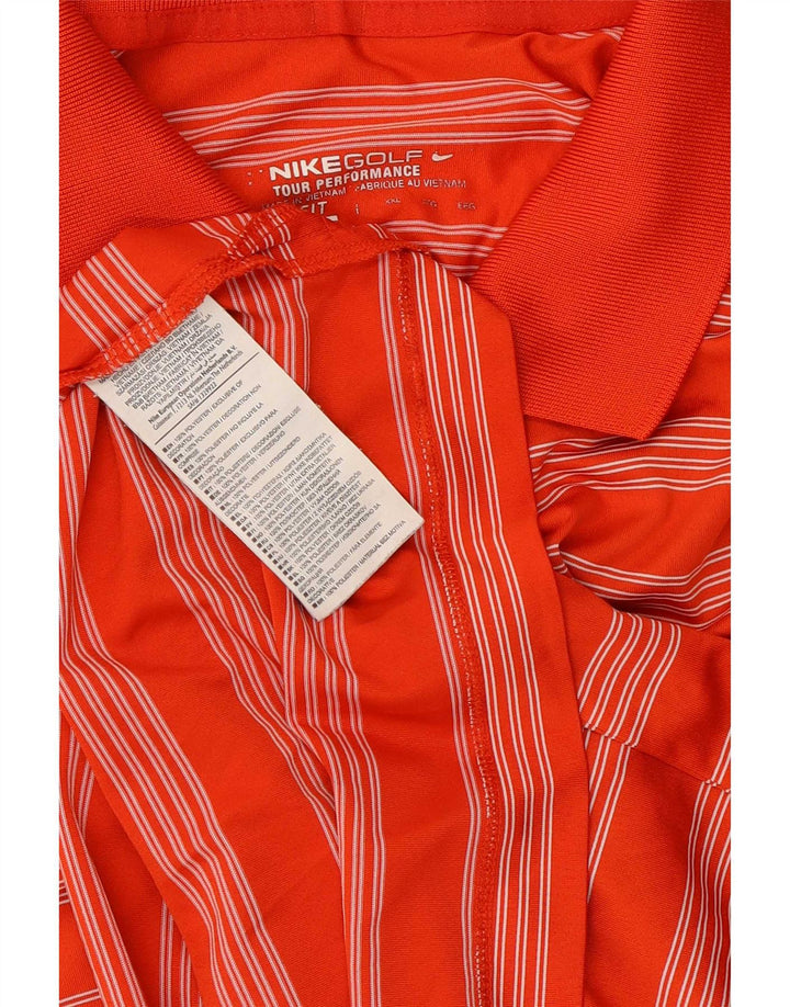 Nike Herren Dri Fit Poloshirt 2XL Orange gestreift Polyester