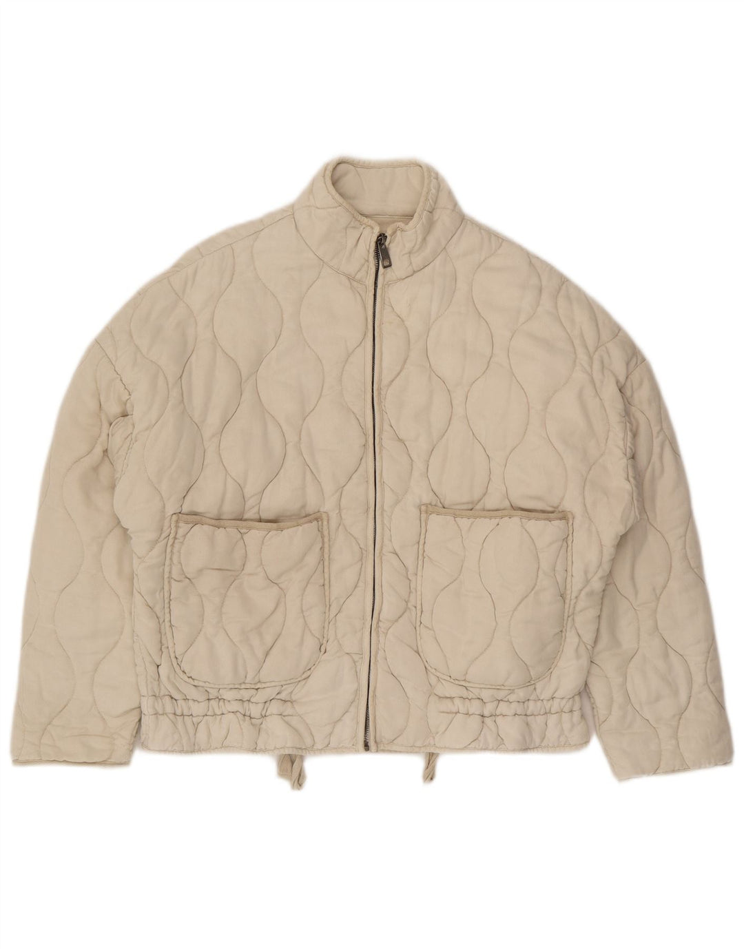 Zara Damen Übergroße Steppjacke UK 10 Small Beige Baumwolle