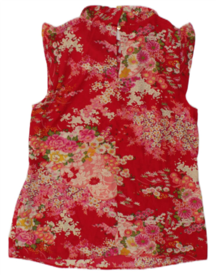 Oasis Damen-Bluse, ärmellos, Gr. 10, Größe S, rot, geblümt, Polyester