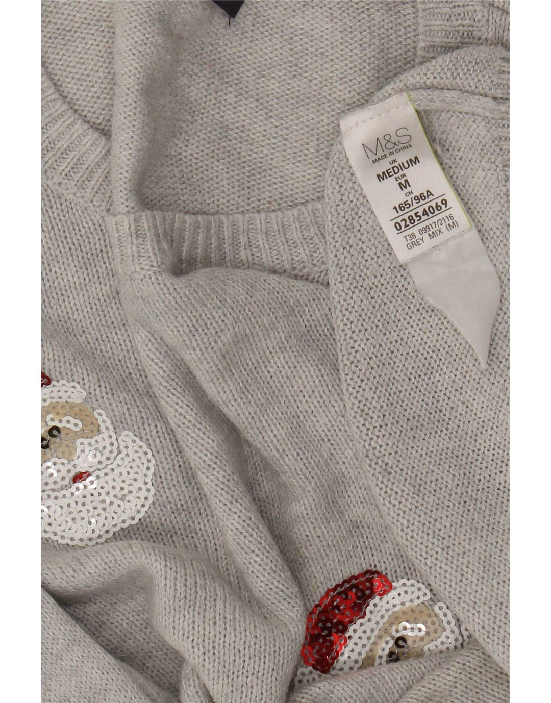 Marks & Spencer Damen Pullover mit Rundhalsausschnitt, UK 14, Mittelgrau, Weihnachten