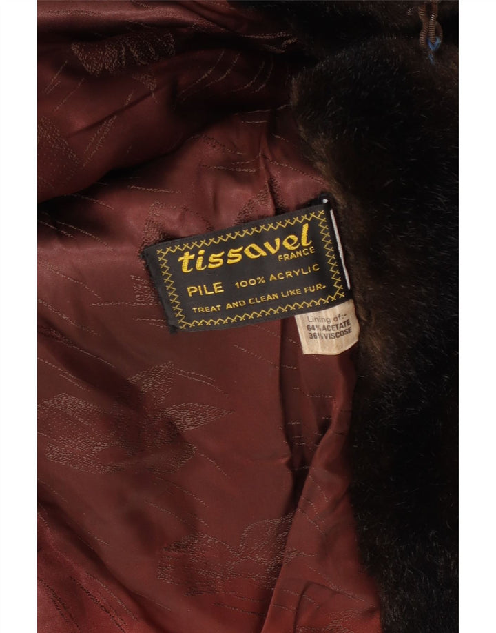 Tissavel Damen offene Kunstpelzjacke UK 14 Mittelbraunes Acryl