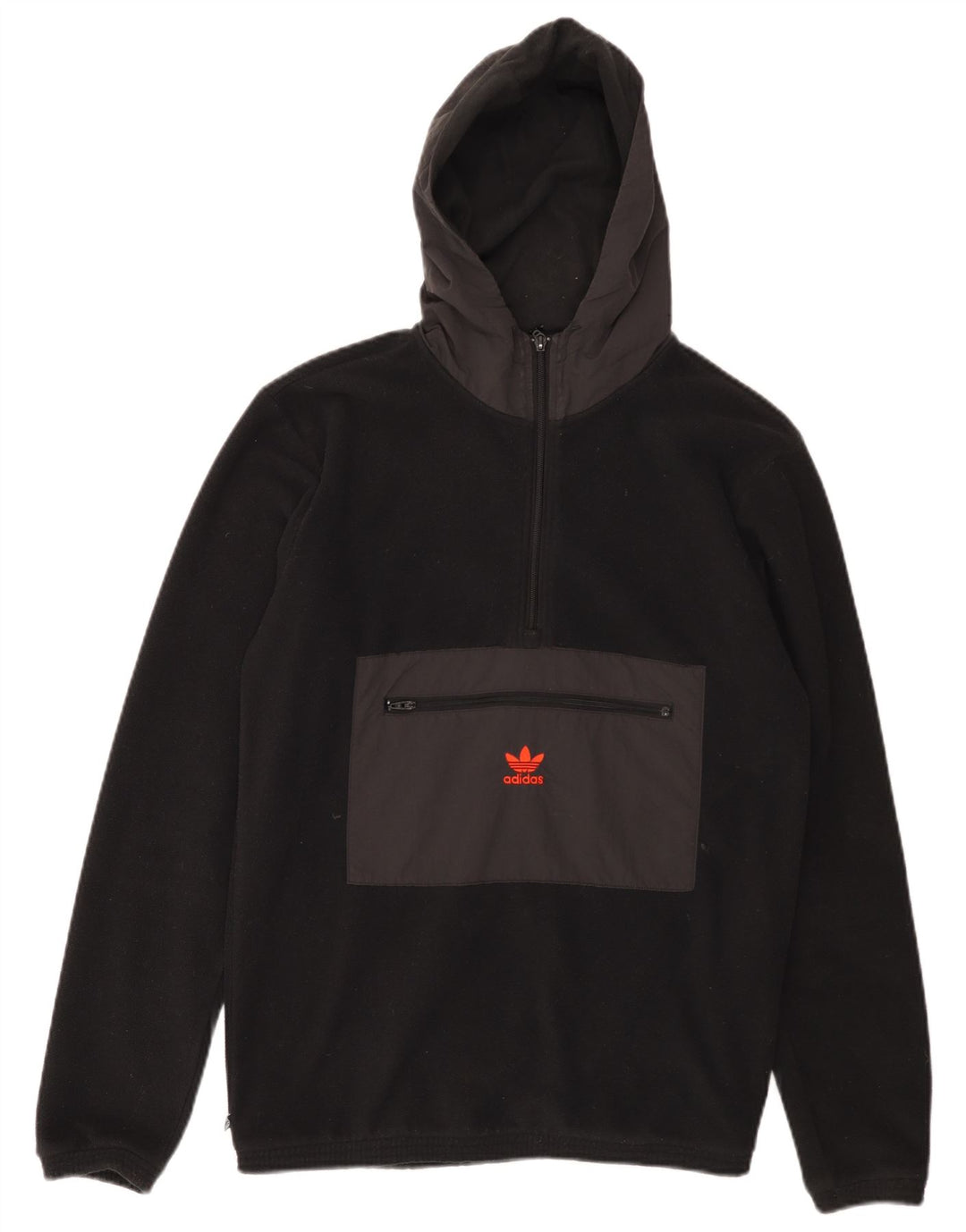 ADIDAS Herren-Fleecepullover mit Kapuze und Reißverschluss, Größe S, Schwarz, Farbblock