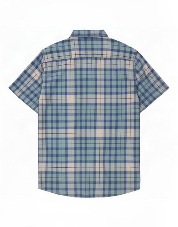 Lee Herren Kurzarm-Slim-Fit-Hemd 2XL, blau kariert, Baumwolle