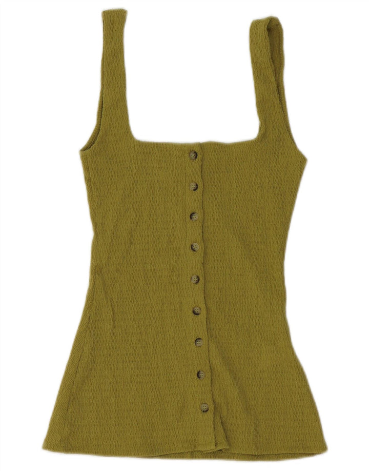 Zara Damen Weste Top UK 12 Mittelgrünes Polyester