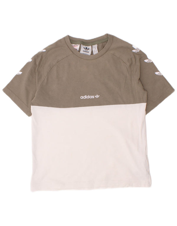 Adidas T-Shirt mit Grafik für Jungen, 6–7 Jahre, weiße Farbblock-Baumwolle