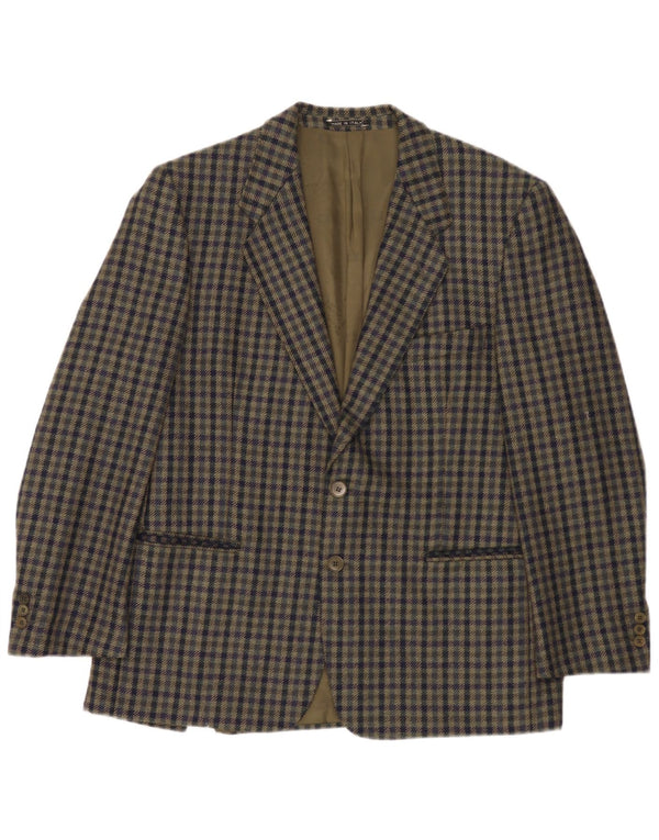 Renato Barbano Herren 2-Knopf-Blazerjacke IT 54 2XL Khaki Gingham Schurwolle