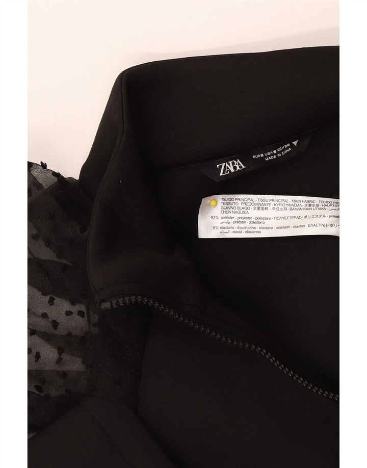 Zara Damen Crop Cardigan Top UK 10 Small Schwarz Polyester