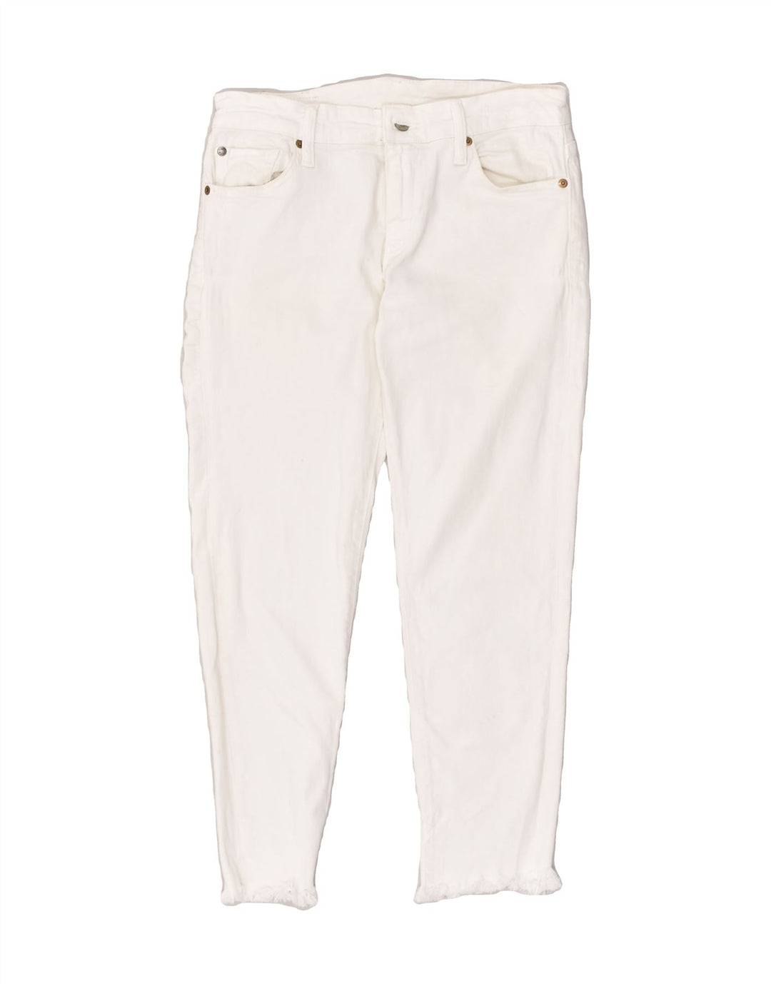 RALPH LAUREN Womens Tapered Casual Trousers W29 L25  White Cotton | Vintage Ralph Lauren | Thrift | Second-Hand Ralph Lauren | Used Clothing | Messina Hembry 