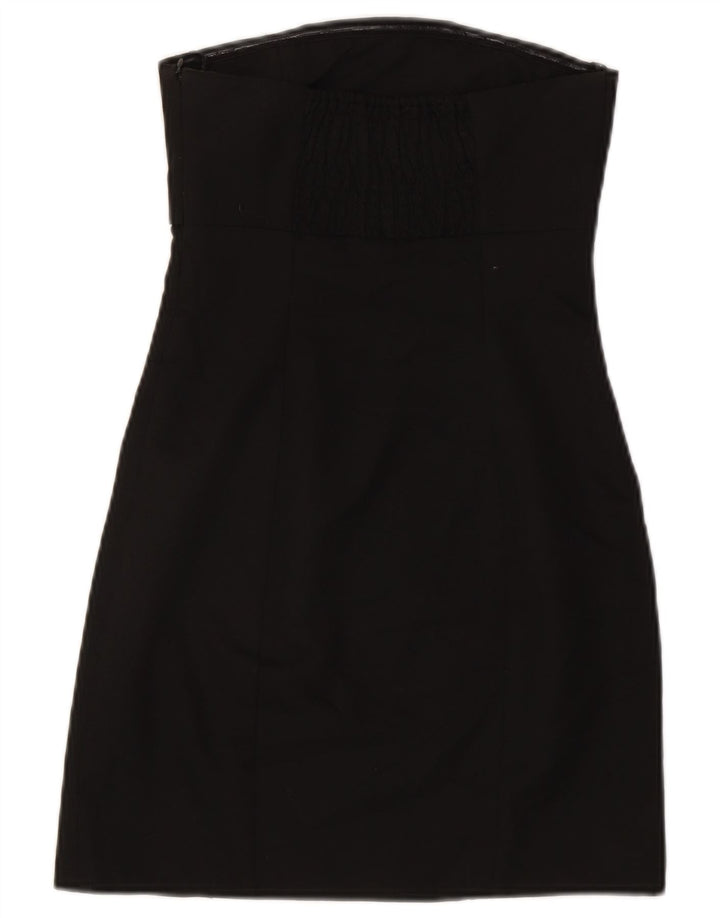 Zara Damen Trägerloses Kleid UK 4 XS Schwarz Polyester