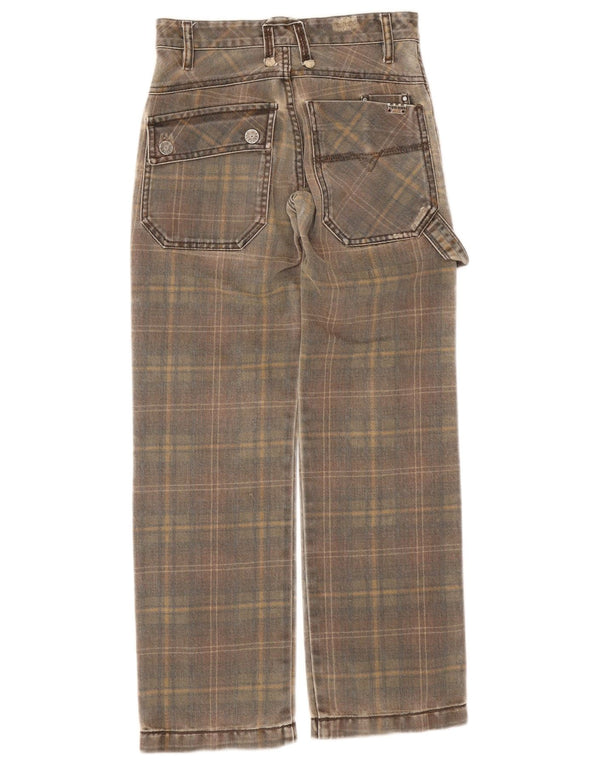Diesel Jungen-Cargohose mit weitem Bein, 9–10 Jahre, W24 L25, grau karierte Baumwolle