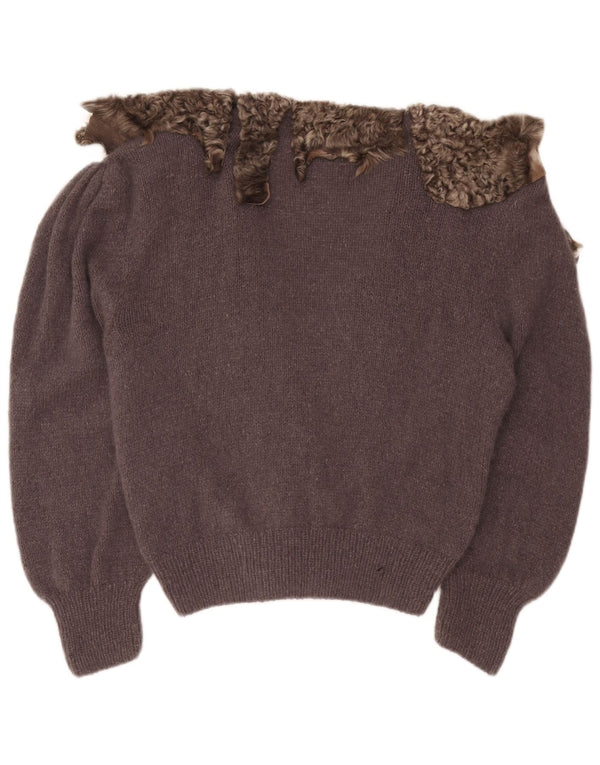 Vintage Damen Cardigan Pullover UK 16 Groß Lila