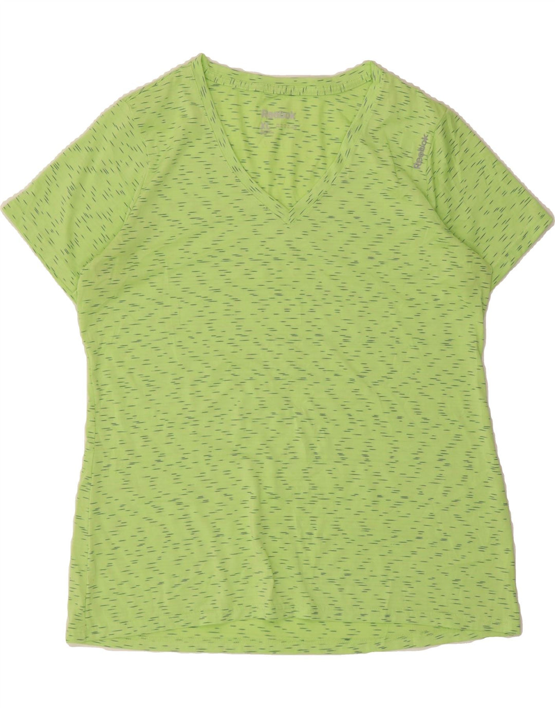 REEBOK Womens T-Shirt Top UK 18 XL Green Flecked Polyester Vintage Reebok and Second-Hand Reebok from Messina Hembry 
