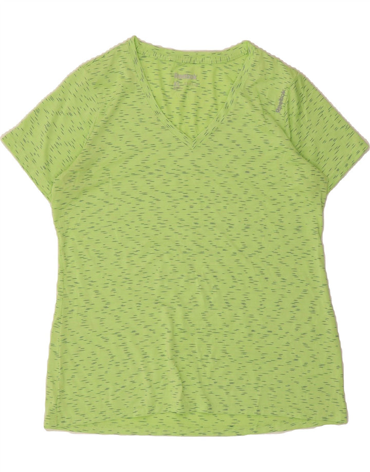 REEBOK Womens T-Shirt Top UK 18 XL Green Flecked Polyester Vintage Reebok and Second-Hand Reebok from Messina Hembry 