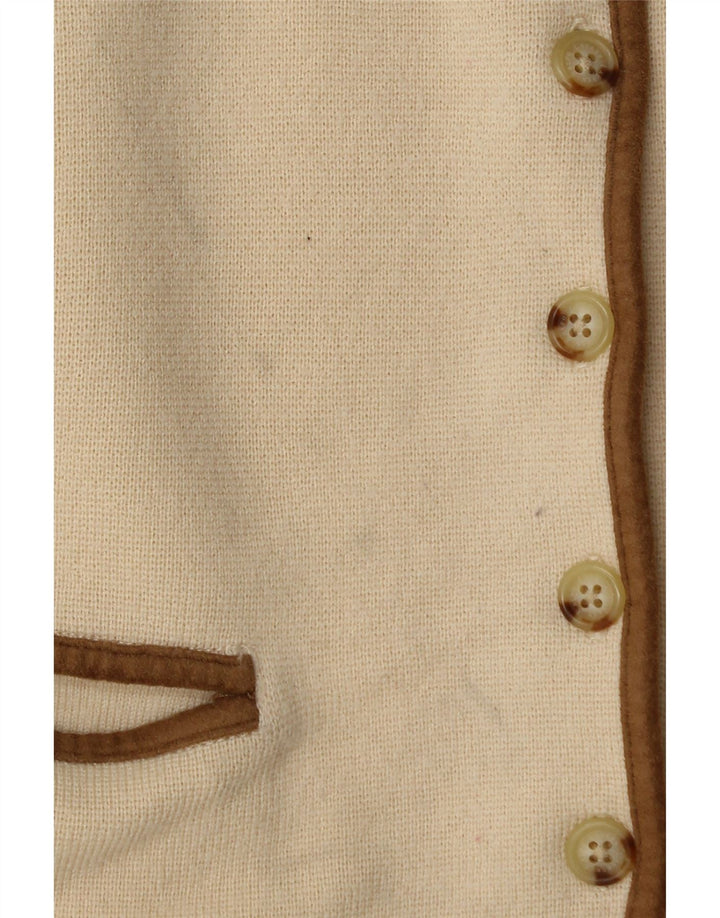 Ralph Lauren Damen-Cardigan-Pullover UK 12 Mittelbeige Merinowolle