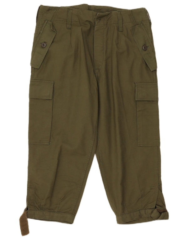 Vintage Damen Tapered Cargo Capri Hose W34 L21 Khaki