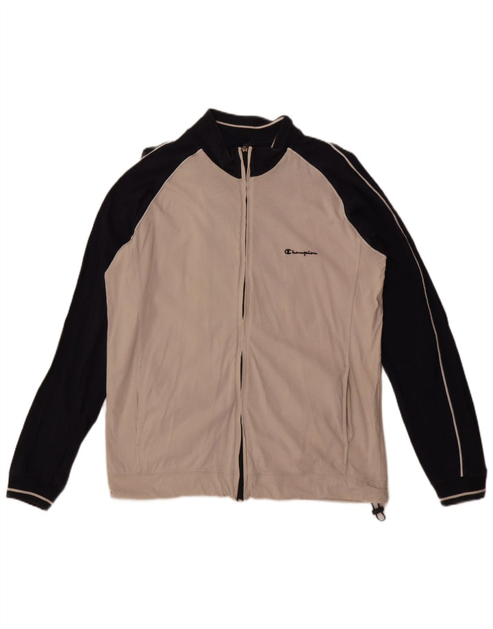 Champion Herren-Trainingsanzug-Oberteil, große, weiße Colourblock-Baumwolle