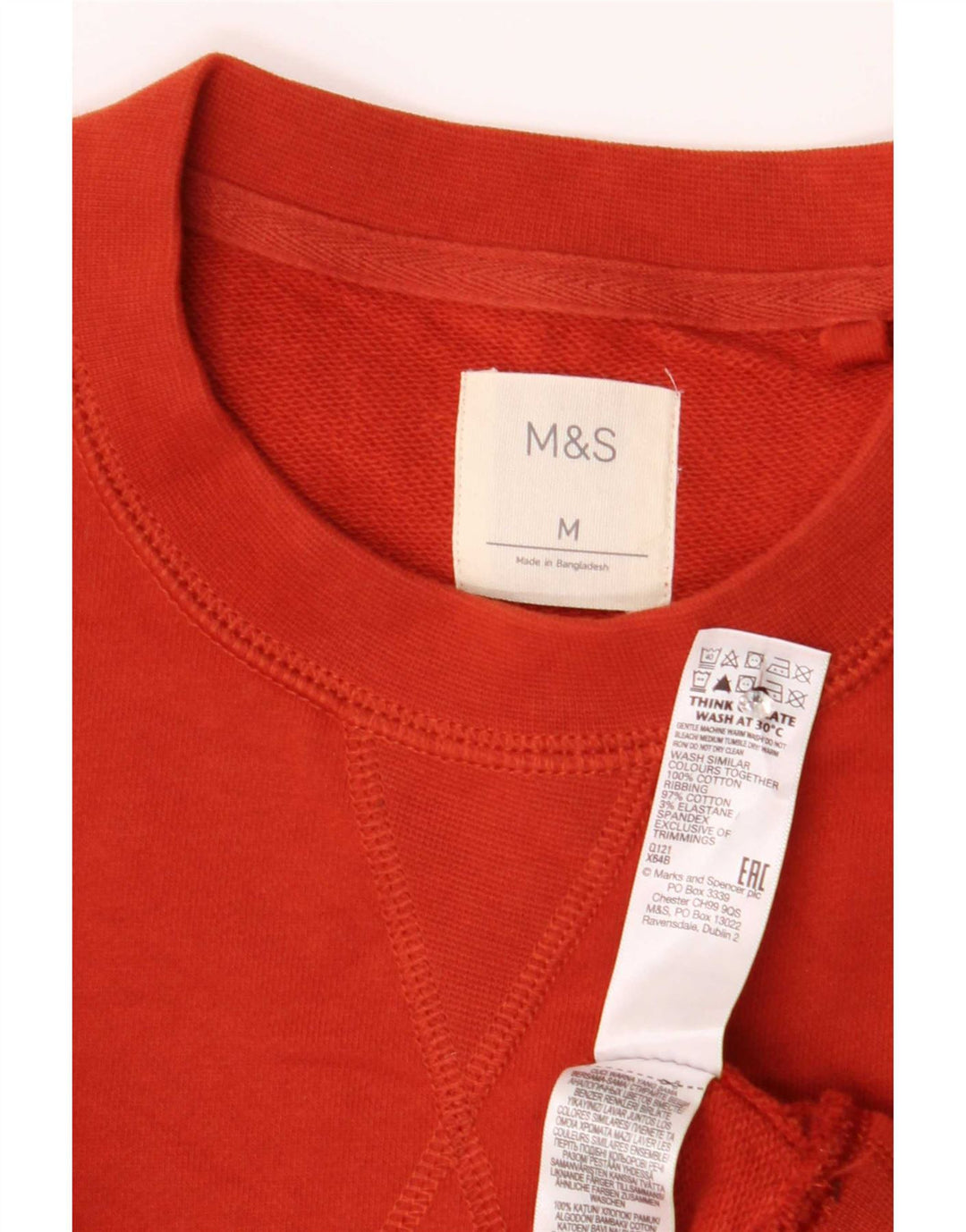 Marks & Spencer Herren-Sweatshirt-Pullover aus mittelroter Baumwolle