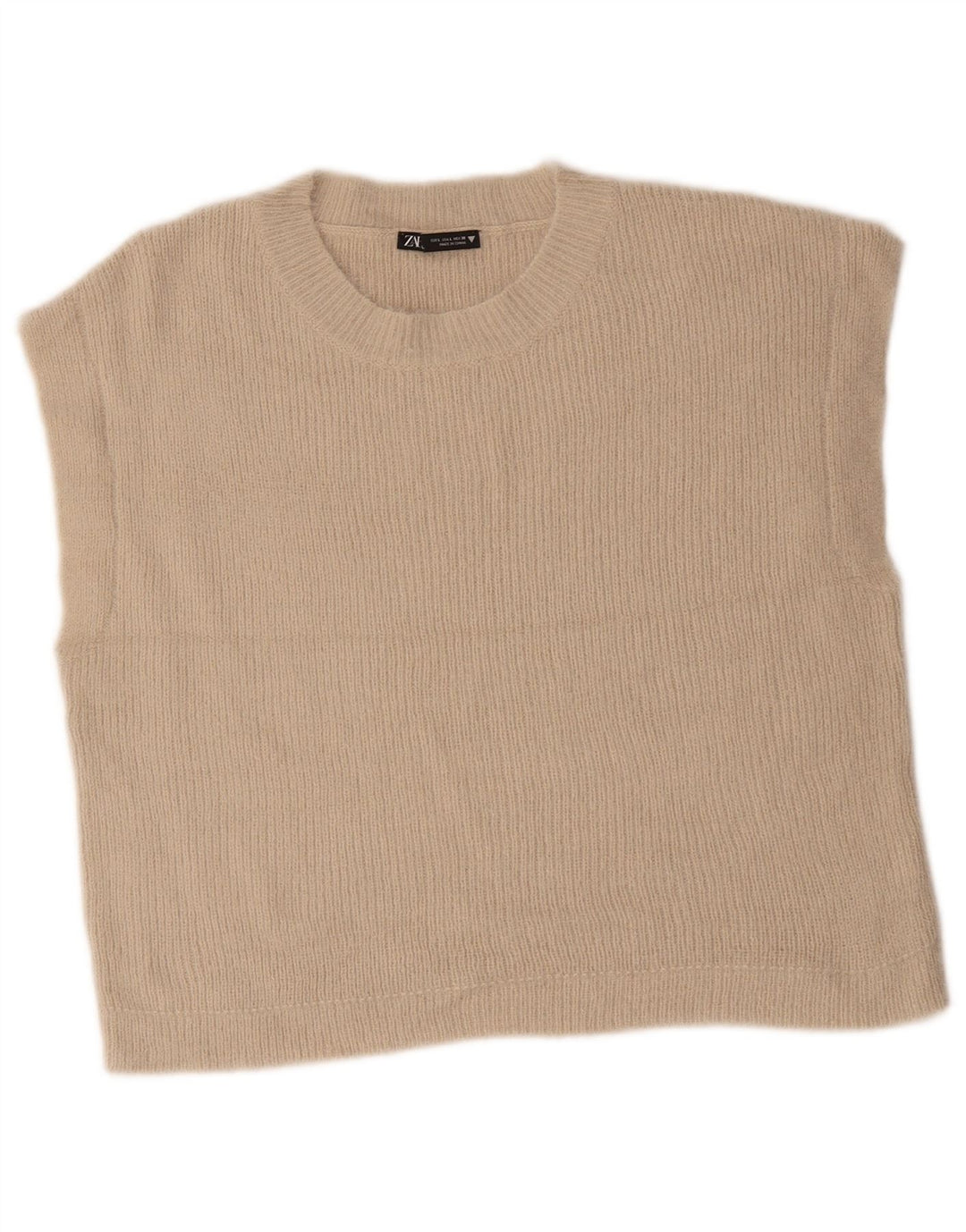 Zara Damen Crop Vest Tank Top UK 16 Large Beige