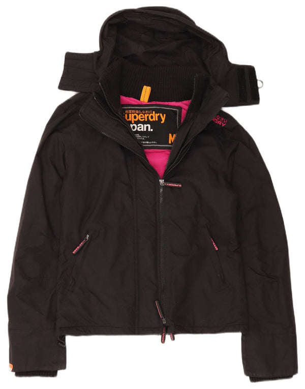 Superdry Damen-Windbreakerjacke mit Kapuze, UK 14, Mittelschwarzes Nylon