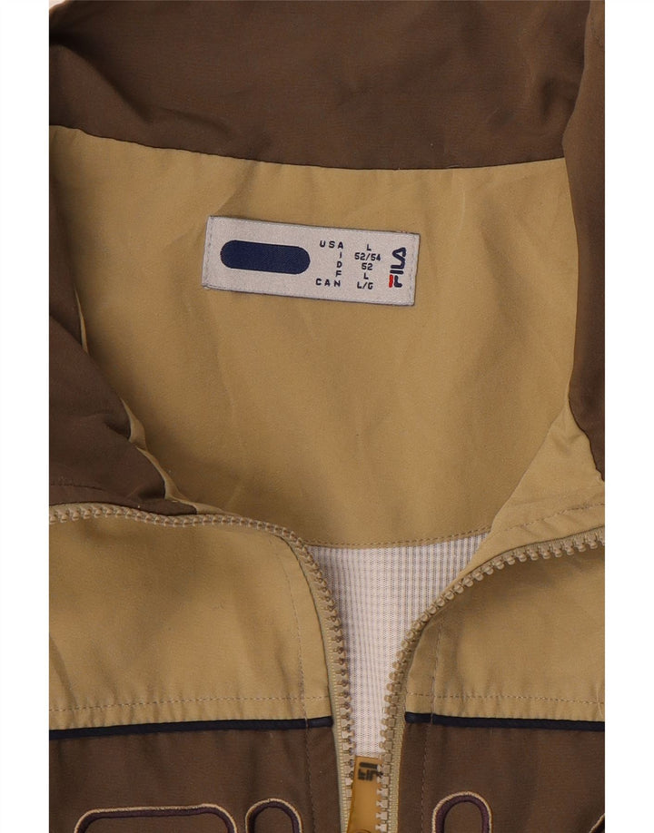 FILA Herren-Trainingsanzug mit grafischem Oberteil, groß, Beige, Farbblock