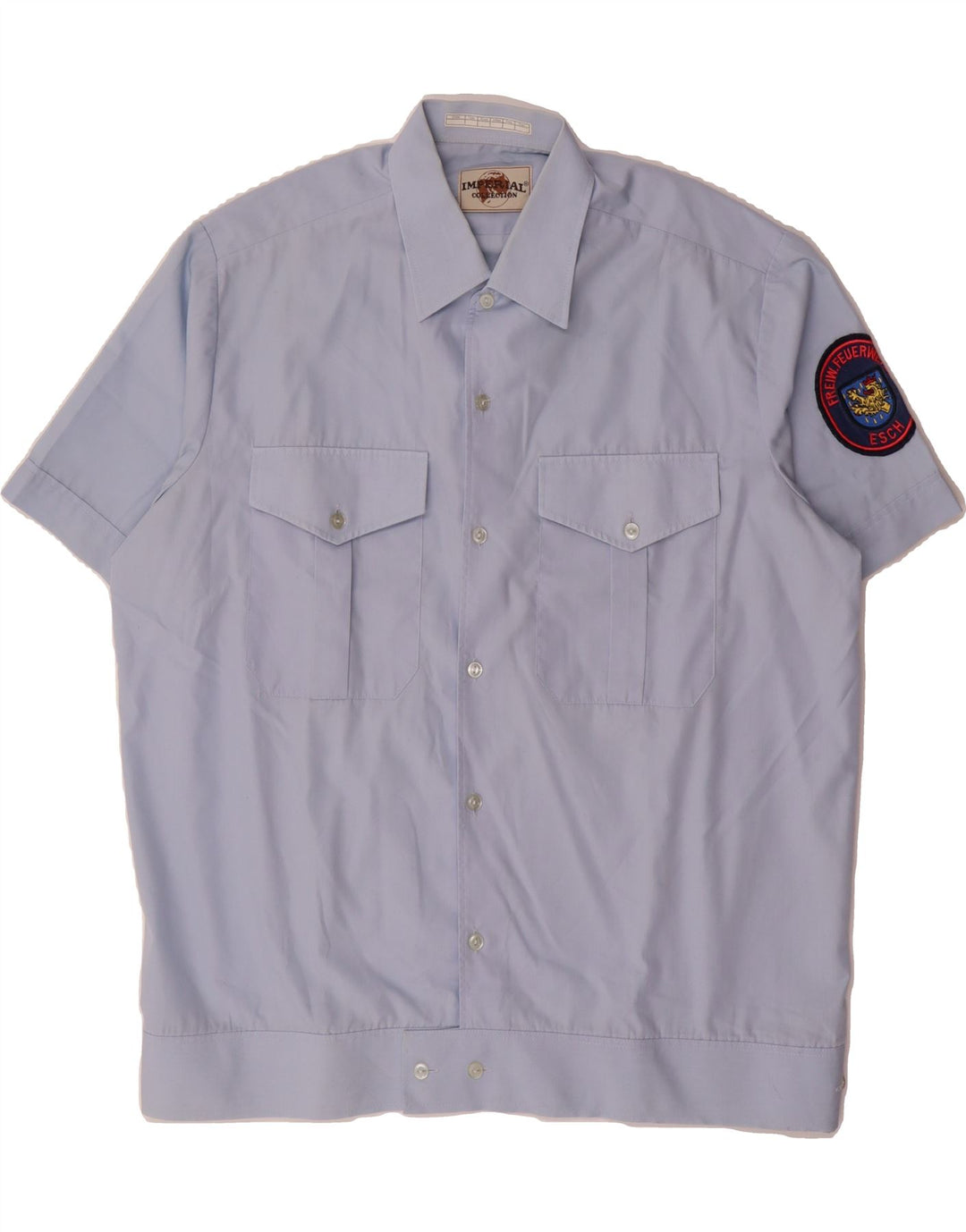 IMPERIAL Mens Short Sleeve Shirt Large Blue Polyester Vintage Imperial and Second-Hand Imperial from Messina Hembry 