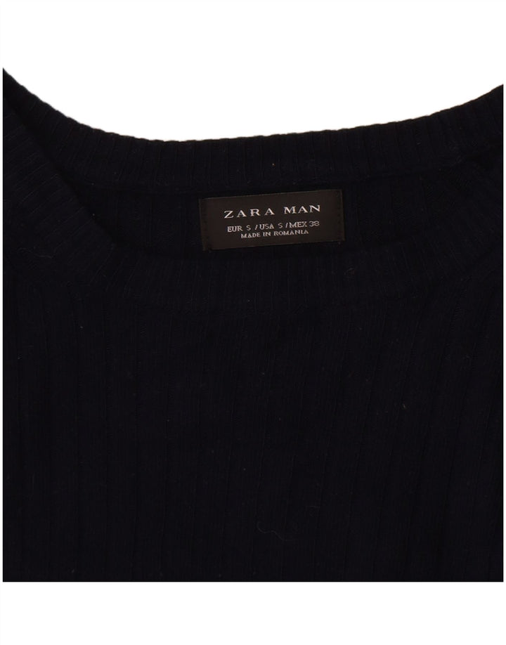 Zara Herren-Pullover mit U-Boot-Ausschnitt, Größe S, Marineblau