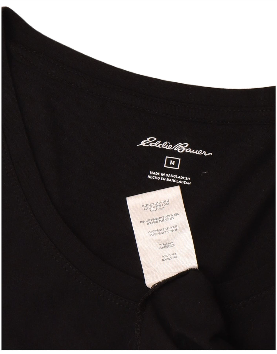 Eddie Bauer Damen T-Shirt Top UK 12 Medium Schwarz Baumwolle