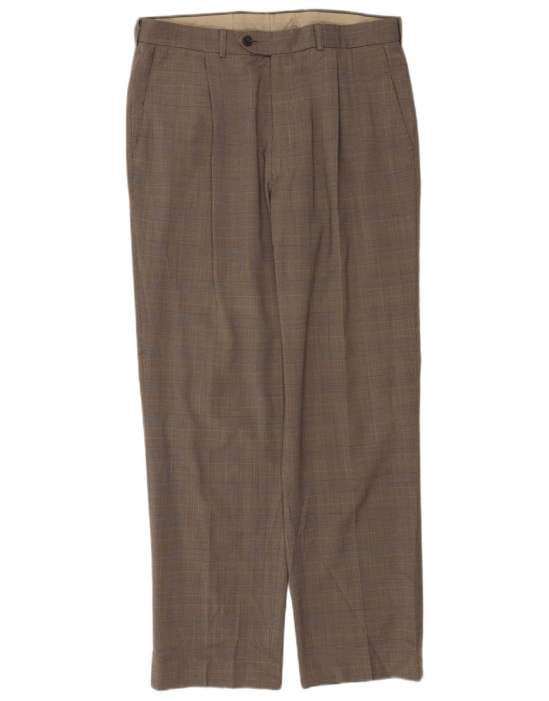 Marks & Spencer Herren-Anzughose mit Pegged-Anzug, W34, L30, beige Hahnentrittmuster