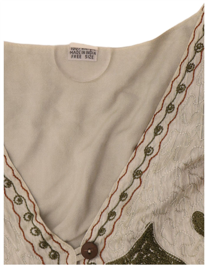 Vintage Damen Weste mit abstraktem Muster, Einheitsgröße, weißer Rayon