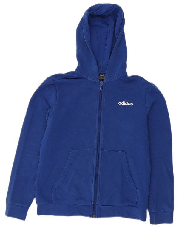 Adidas Jungen-Kapuzenpullover mit Reißverschluss, 11–12 Jahre, blaue Baumwolle