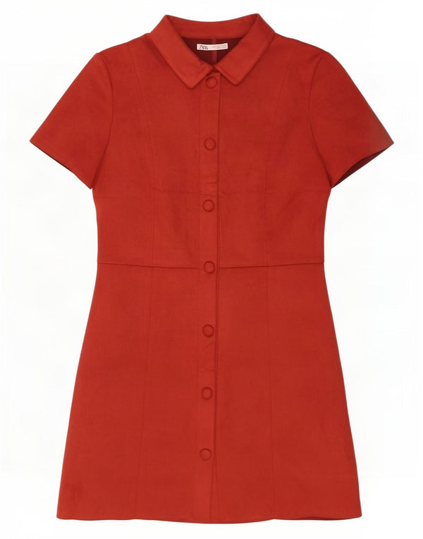 Zara Damen-Hemdkleid aus Kunstleder, Gr. 10, klein, Burgunderrot