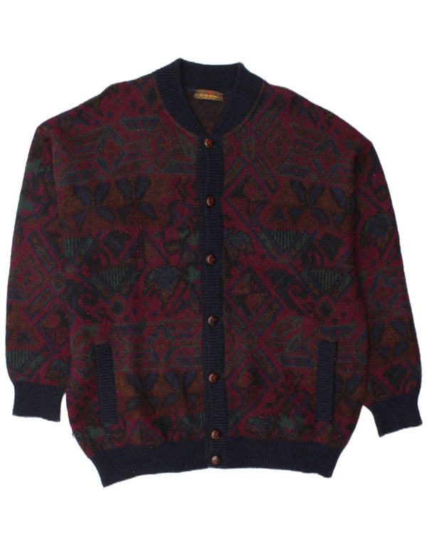 PETER BROWN Herren Strickjacke IT 58 3XL Burgund Fair Isle
