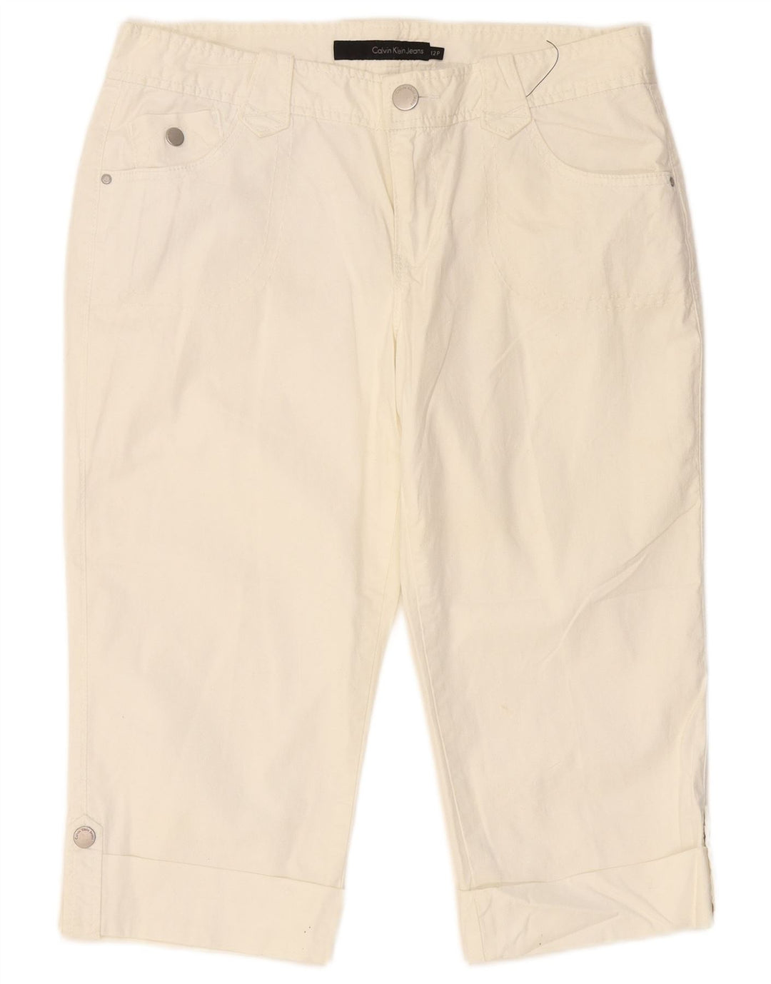 CALVIN KLEIN Damen Slim Capri-Hose US 12 Large W34 L19 Off White