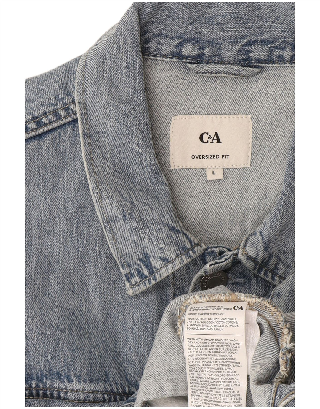 C&A Herren-Jeansjacke in Übergröße, Größe UK 40, Größe L, Blau, Baumwolle