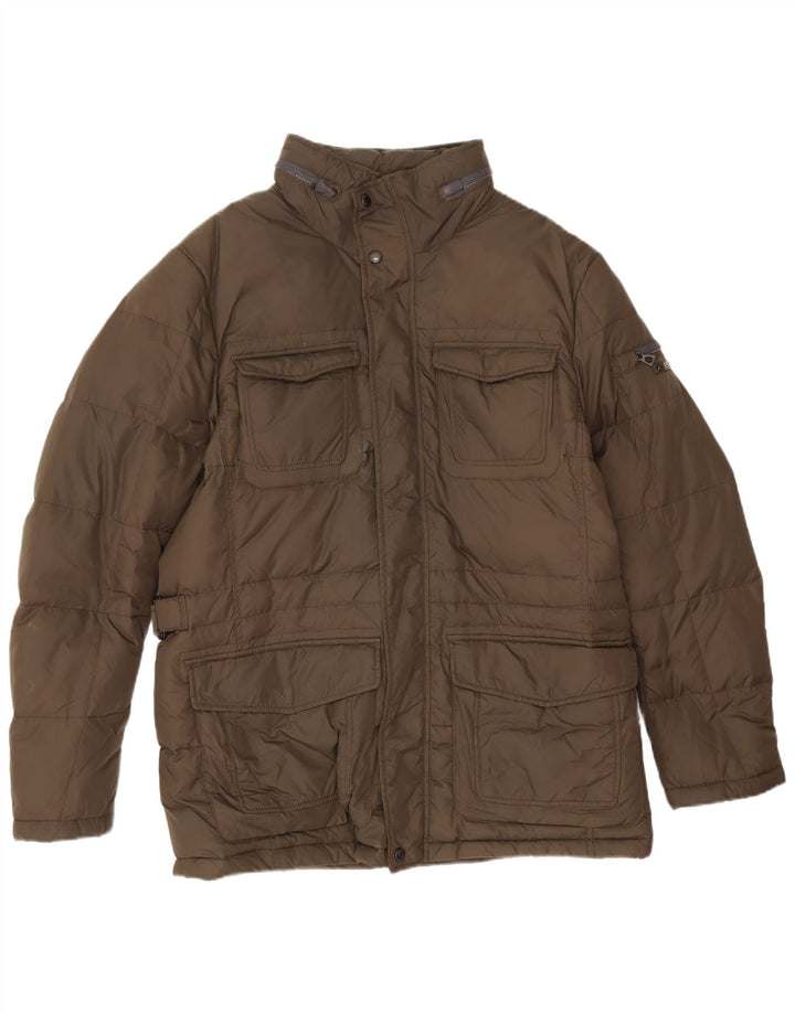 Geox Herren-Jacke mit Kapuze, gepolstert, UK 42, XL, Khaki, Polyamid